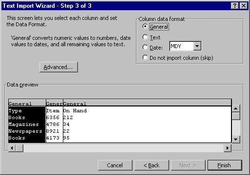Page 13 - Excel 2003 - Advanced Level Manual From this dialog box, you can set the delimiters your data contains--choose the type of Delimiters, select to Treat consecutive delimiters as one, and