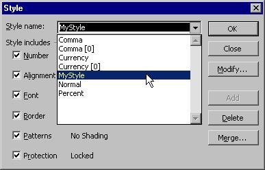 Page 30 - Excel 2003 - Advanced Level Manual From the main menu, choose Format > Style to display the Style dialog box.