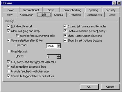 Customizing Edit Options From the main menu, choose Tools > Options to display the Options dialog box.
