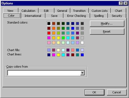 Customizing Color Options From the main menu, choose Tools > Options to display the Options dialog box.