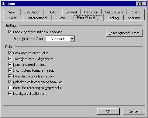 Customizing Error Checking Options From the main menu, choose Tools > Options to display the Options dialog box.
