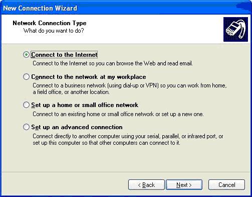 Chapter 14: Modem Configuration Windows XP Dial-Up Networking Configuration 1. Choose Start > Programs > Accessories > Communications > New Connection Wizard. 2.