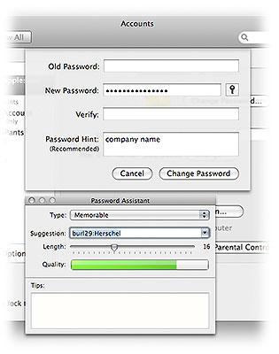 If you need help creating a good password, click the key button to open the Password Assistant window and let your Mac generate password candidates for you. 1.