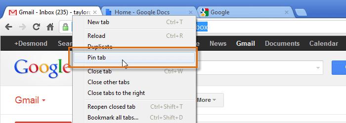 Pinned tabs will open automatically whenever you start Chrome, making your favorite pages easy
