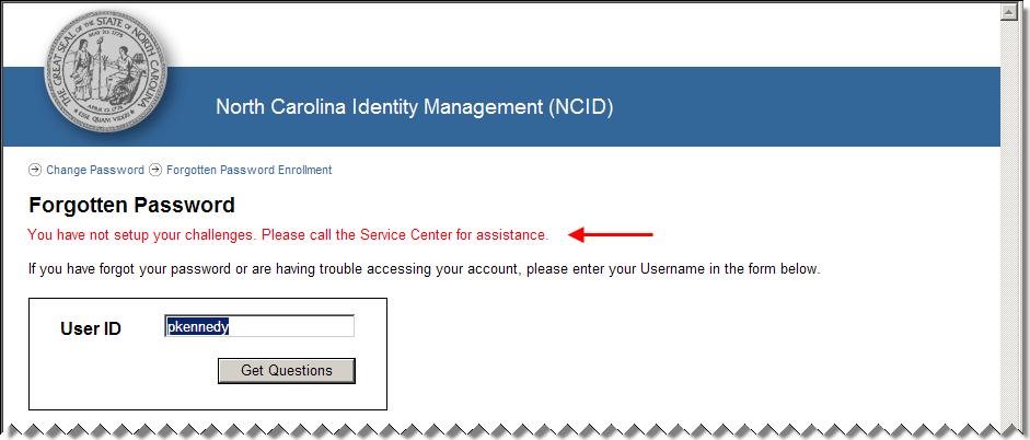 2. Click on the Forgot Your Password link. 3. The Forgotten Password screen is displayed. Your user ID should appear in the User ID field. If it is not displayed, type it in the field. Figure 3-4.