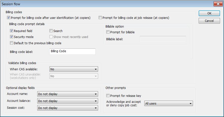 Configuring Session Prompts Billing code prompts and session information are configured in System Manager.