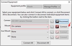 Select the On-Camera in the Mount