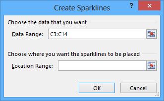 The data range you selected appears in the Data Range box.
