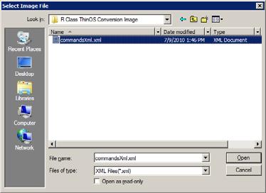 1: Copy the R Class ThinOS Conversion Image Folder to Your Local Hard Drive"), click on the commandsxml.
