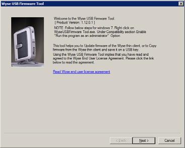 Converting Wyse R Class to ThinOS 5 Figure 3 Wyse USB Firmware Tool wizard 2.