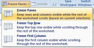 the View tab and from within the Window group select the Freeze Panes icon.