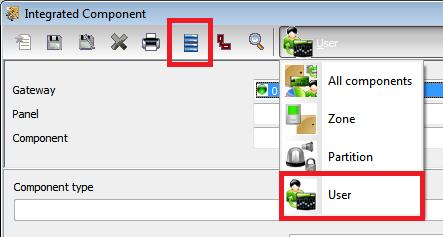 g. In the Panel Component tab, select the number of zones, partitions and users to be included h. Save the Integration module i.