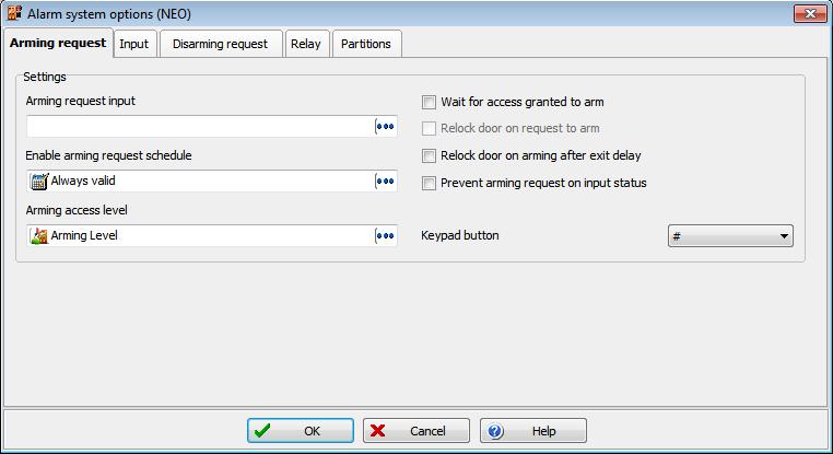 Single partition management (by partition) via a reader: 8- To arm a single partition via a reader, go to the Devices tab and click on the Door button. a. Make the appropriate Gateway, Site and Controller selections, and select the door used for arming/disarming the partition.