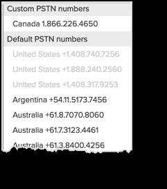 Group Settings PSTN Numbers Preferences Admins can customize the dial-in phone numbers that will appear for all