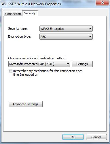 Network Authentication Method: Microsoft: Protected EAP