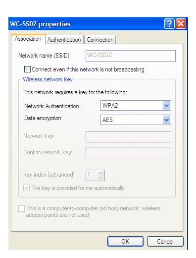 7. Click the Association tab and make the following changes: Set Network
