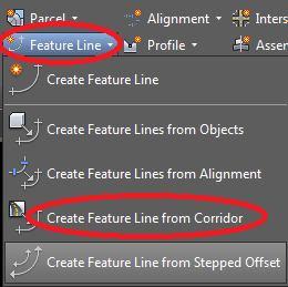 It will ask you to choose a feature line in corridor, select any of the feature line