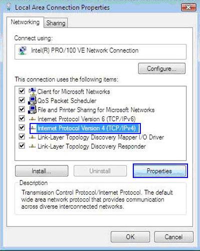 Select Internet Protocol Version 4 (TCP/IPv4), Click Properties, In the IP address field, enter the address 10.