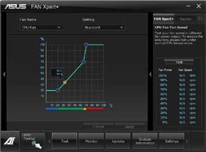 4.3.6 FAN Xpert Fan Xpert intelligently allows you to adjust both the CPU and chassis fan speeds according to different ambient temperatures caused by different climate conditions in different