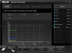 4.3.7 Sensor Recorder Sensor Recorder monitors the changes in the system voltage, temperature, and fan speed on a timeline.