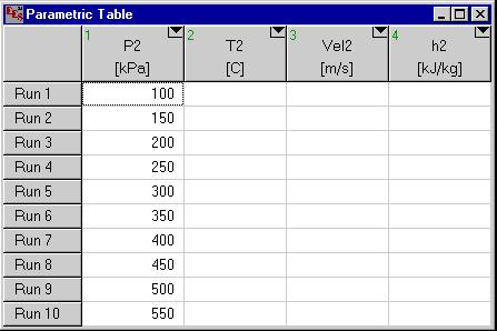 move it to the list on the right.). The table setup dialog should now appear as shown above. Click the OK button to create the table. The Parametric Table works much like a spreadsheet.
