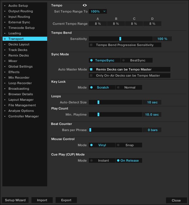 Preferences Activate Fade & Fade Out Markers: Allows the use of Fade In and Fade Out Markers for automatic crossfades between tracks. Cruise Loops Playlist: This option affects the Cruise mode.
