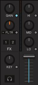 TRAKTOR Overview 6.5.1. Mixer Channel The Mixer channel contains the controls to adjust the Mixer channels volume and to modulate the audio signals frequency.