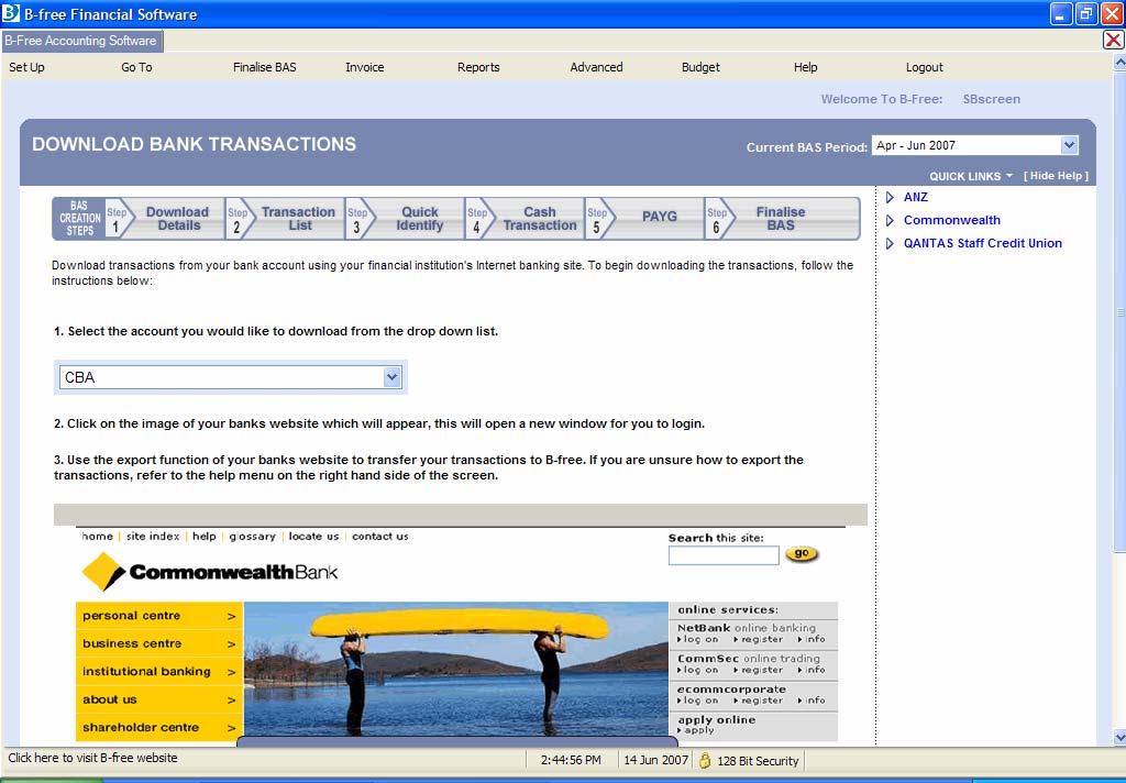 Downloading Bank Transactions There are two processes available to download transactions into B-free software.