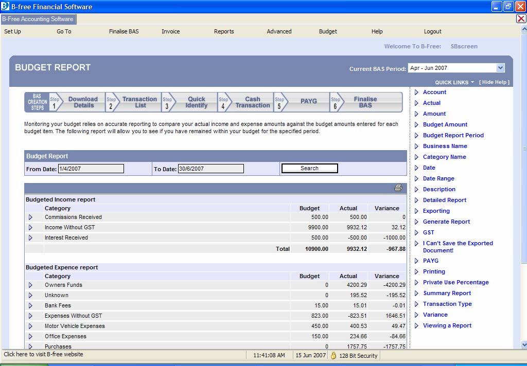 Budget Report After entering your budget, you can view comparative reports for your budget periods to track your progress.