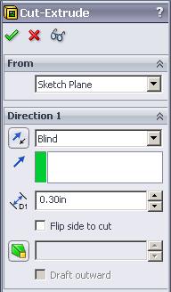 Add dimensions as shown in Fig. 20. Step 9. Click Features on the Command Manager toolbar. Step 10. Click Extruded Cut Step 11.