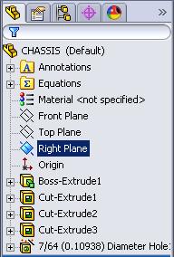 H. Mate References. Step 1. Click Isometric on the View toolbar. (Ctrl-7) Step 2. Click Right Plane in the Feature Manager to select Plane, Fig. 37. Step 3.