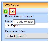 The Parameters View dropdown contains a list of all User Data Sheets stored under the Report Parameter group.