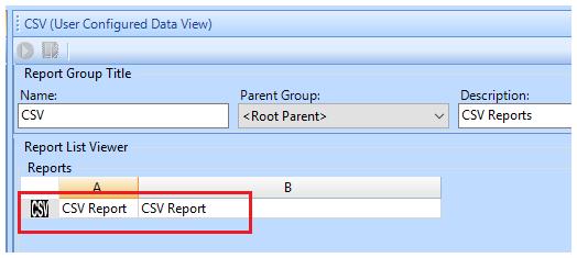 Run the Report For a report to be runnable, the green play icon should display at the top of the report screen. Select a report group from the menu tree.