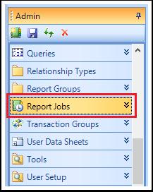 Report Job Introduction Reports jobs can be setup, configured, and either scheduled or run ad-hoc from the Report Job business object in the Admin role.