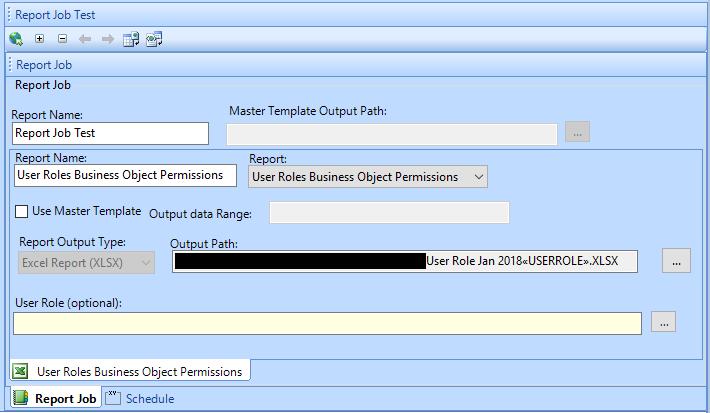 Note: When generating a single report via a report job, the Use Master Template option and the Output Data Range fields are left blank.