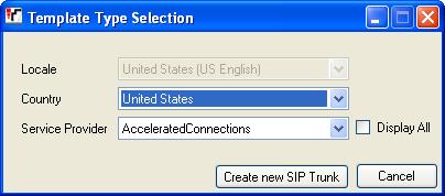 3. Verify that United States is automatically populated for Country and AcceleratedConnections is automatically populated for Service