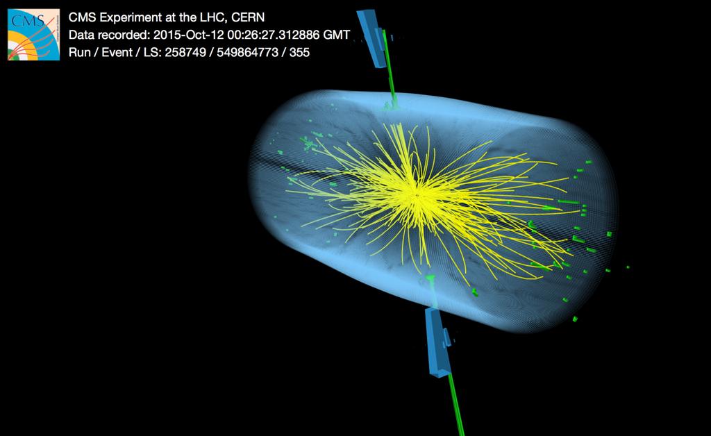 2 Essentials Figure 2.2: Reconstruction of an event in CMS showing the largest jet pair event observed so far. The di-jet system has a total mass of 6.