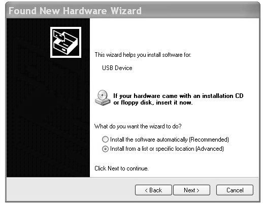 5.2. Install Software Window Figure 7: Found New Hardware Wizard, Welcome Window When the install software window is