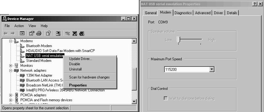 Figure 13: Device Manager On the device manager tree, scroll to the Modems item and click on the plus sign (+) to the left of the title Modems to display the sub-items.