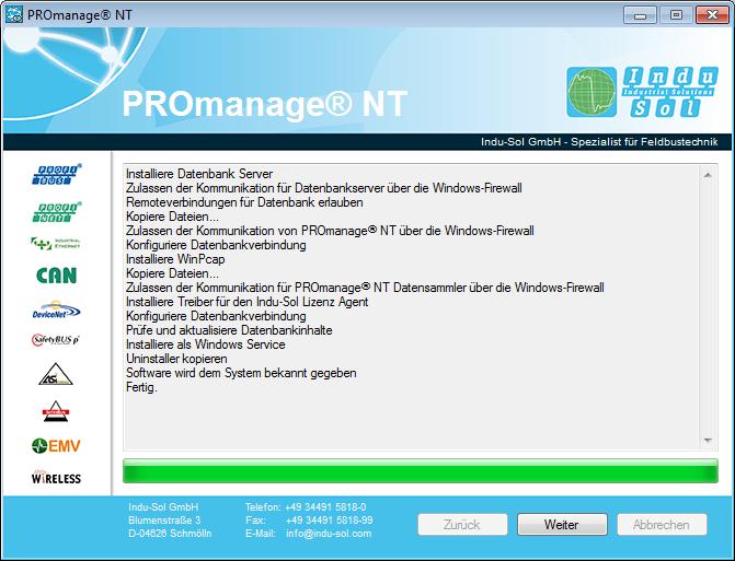 Installation PROmanage NT Select the target folder for the database data folder and confirm with 'Next'. Installing the target folder on a drive other than the C: drive is recommended.