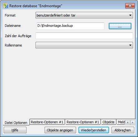 Database management In the next step search for the storage folder of your backup file and execute the recovery process.