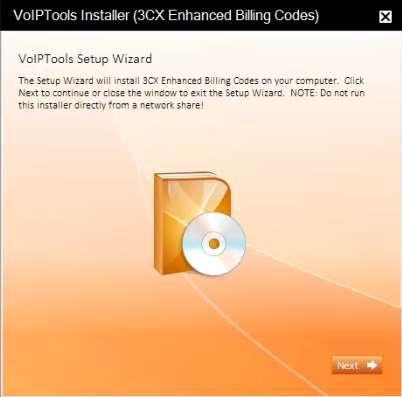 Figure 1: VoIPTools 3CX Enhanced Billing Codes Setup Wizard Special note for Multi-tenant installations: If you are installing 3CX Enhanced Billing Codes on a 3CX Cloud (Multi-tenant) server, an