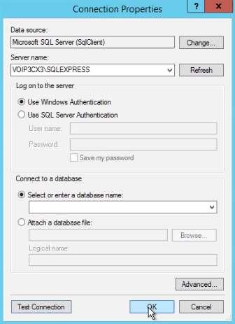 b. If Windows integrated security is desired, select Use Windows Authentication. c.