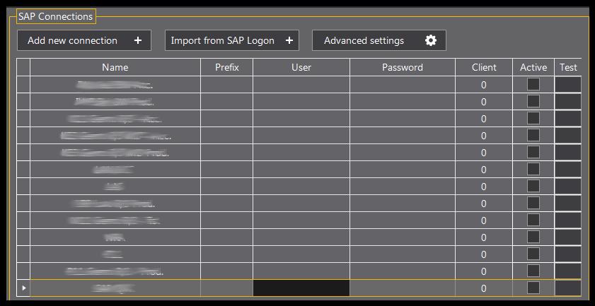 4. The prgram has laded all SAP cnnectins defined n a particular cmputer. 5. Nw select ne f the cnnectins and enter user name, passwrd and apprpriate client number.