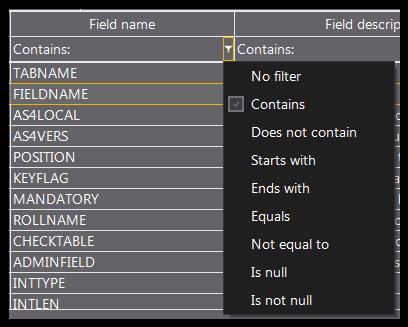 Many times tables have a lt f fields which makes finding ne particular field hard. T make this easy, Q-Table enables searching fr a field by ne f its characteristics.