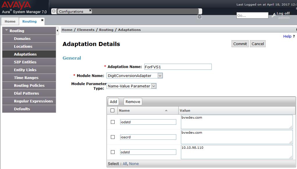 6.4. Administer Adaptations Add two new Adaptations, one for FVS1 and one for FVS2.