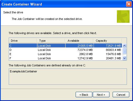 9 2. In that window, go to File > New or click. This opens the Create Container Wizard. 3. Click Next in the wizard s first screen. 4.