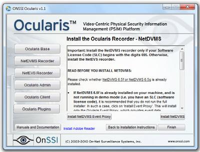 Installing the NetDVMS Event Proxy Figure 39 NetDVMS Recorder Installation Screen 5. Read the on-screen instructions and when ready, click the Install NetDVMS Event Proxy button.