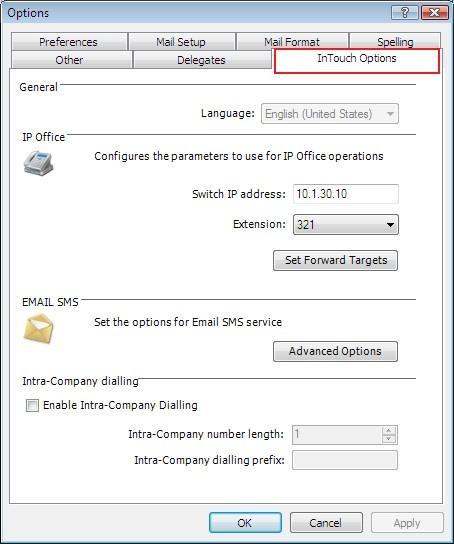 To configure additional options for InTouch, select Tools > Options and select the InTouch Options tab as shown below. 6.