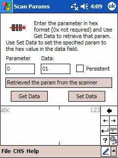 Appendix B Using the Scan Params WinCE Utility You can use Scan Params to effectively modify the settings in your SD Scan Card, CF Scan Card, Cordless Hand Scanner or CF RFID Reader-Scan Card via the